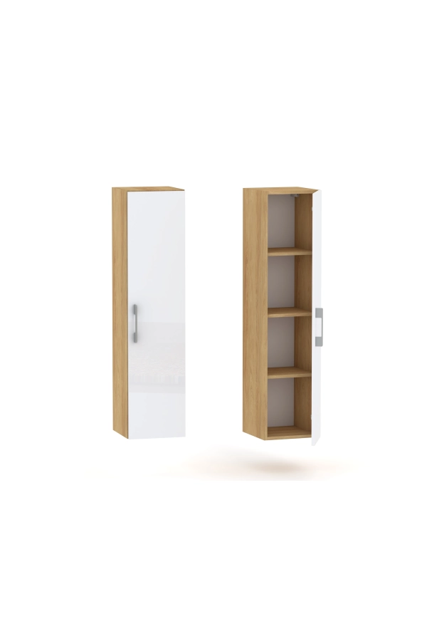 Słupek lazienkowy wiszący LUNA 1D 30 cm Hikora  z białymi drzwiami mat/połysk